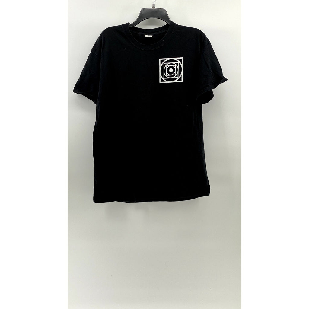 GILDAN Men’s Black Square Graphic Crewneck Casual Short Sleeve T-Shirt SZ L