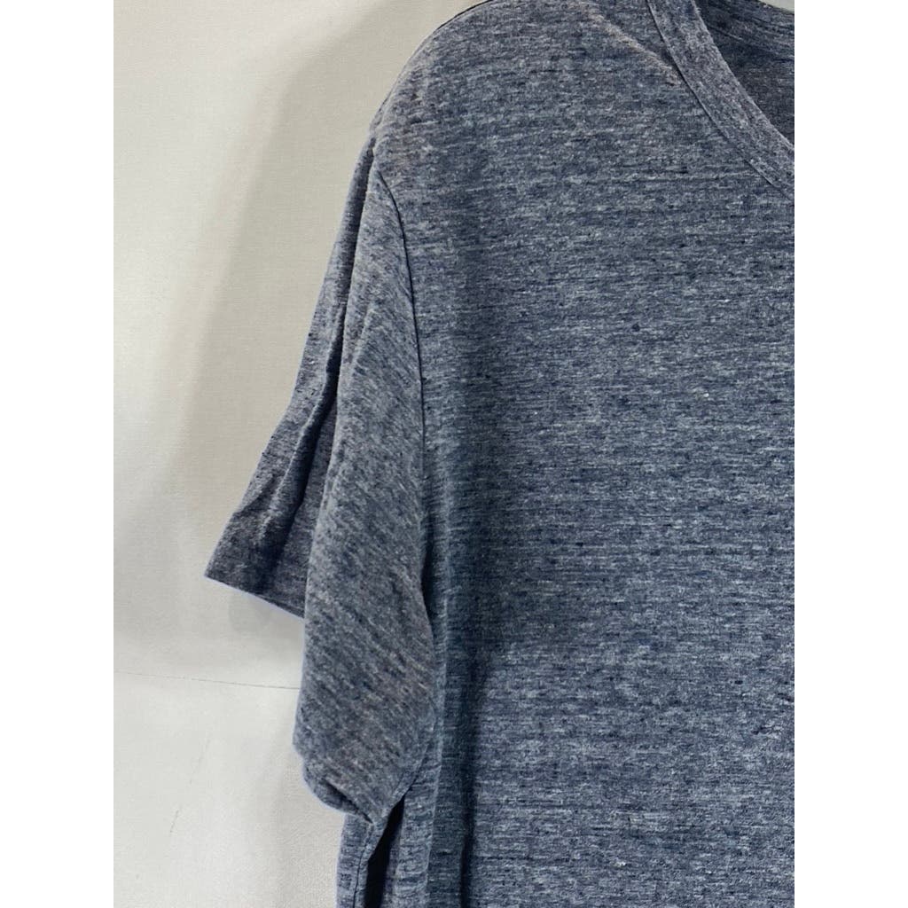MARINE LAYER Men's Heather Blue Re-Spun Patch Pocket Short Sleeve T-Shirt SZ M