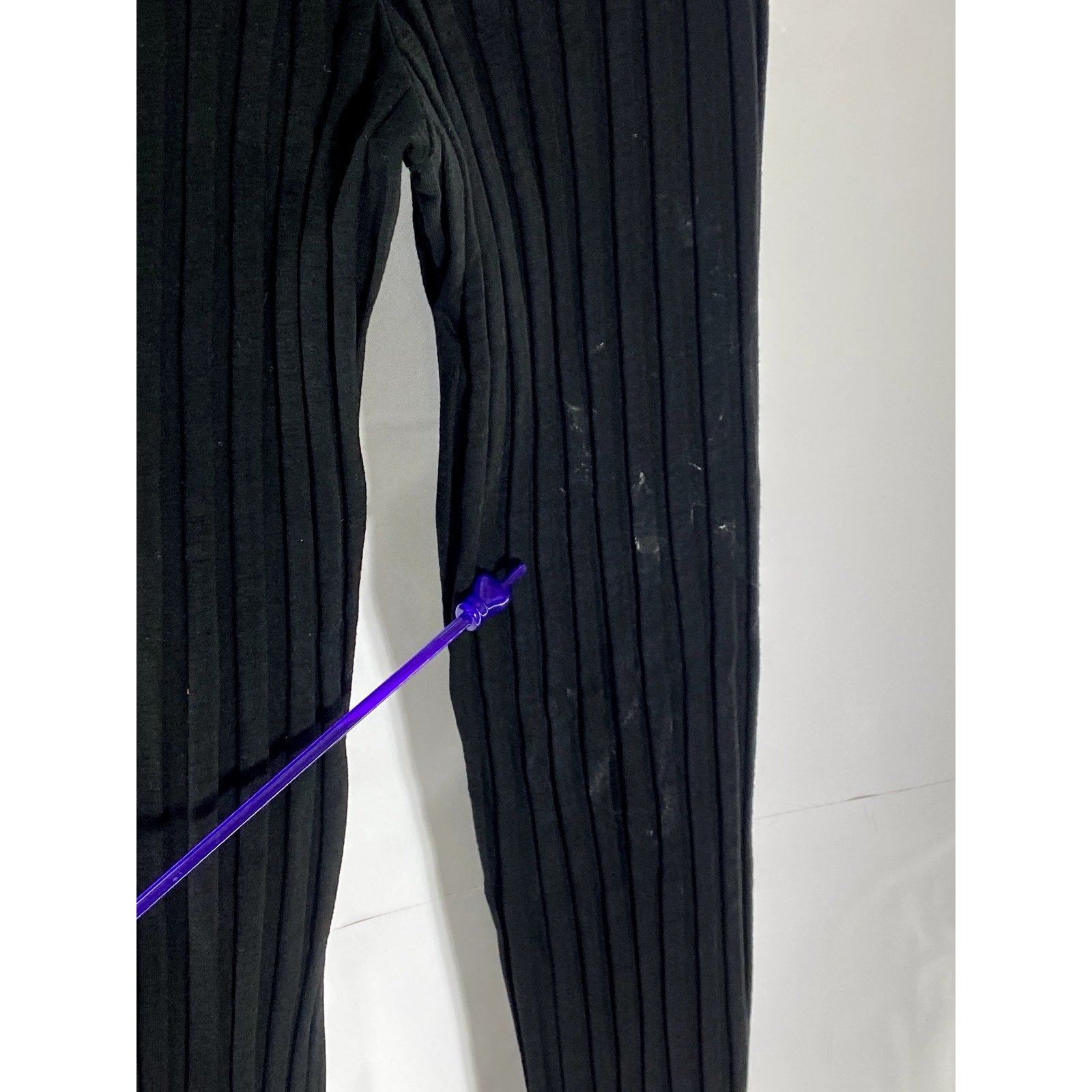 UNBRANDED Women's Black Ribbed Stretch Flare Pull-On Pant SZ S