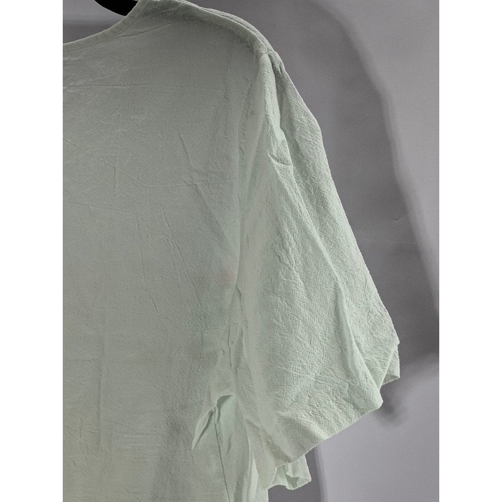 UNBRANDED Women's White Floral Snap-Button Crewneck Short Sleeve Top SZ 3XL