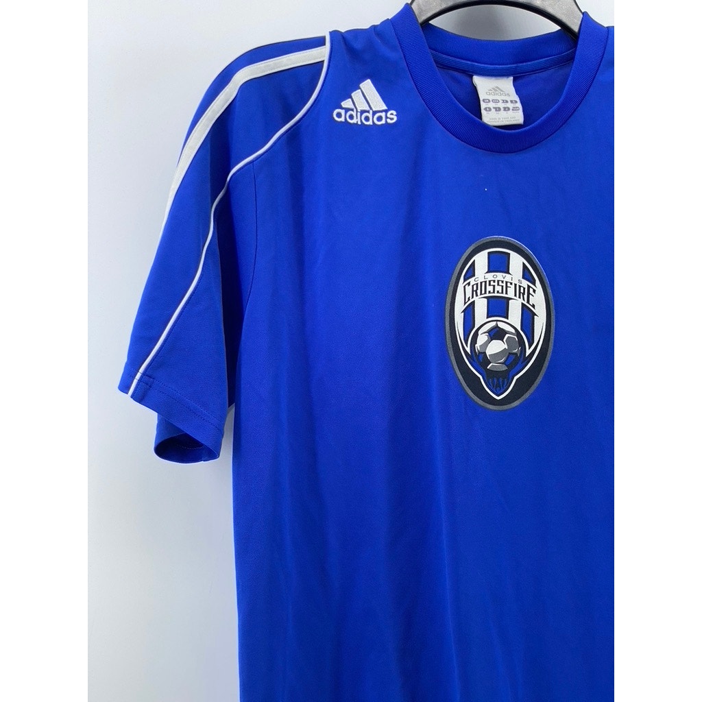 ADIDAS Women's Blue Crewneck Crossfire Short Sleeve Sportswear T-Shirt SZ M