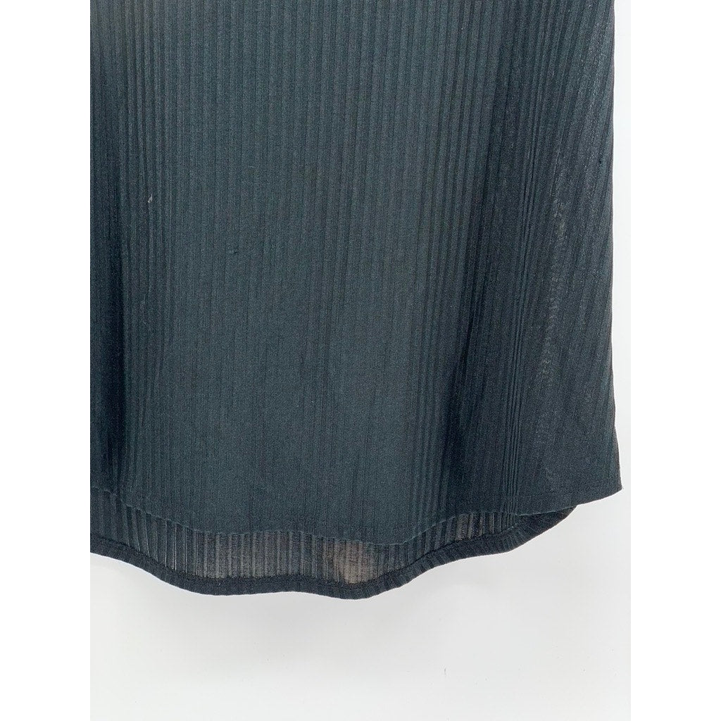 WORTHINGTON Sheer Black Ruffled Sleeve Blouse SZ XL