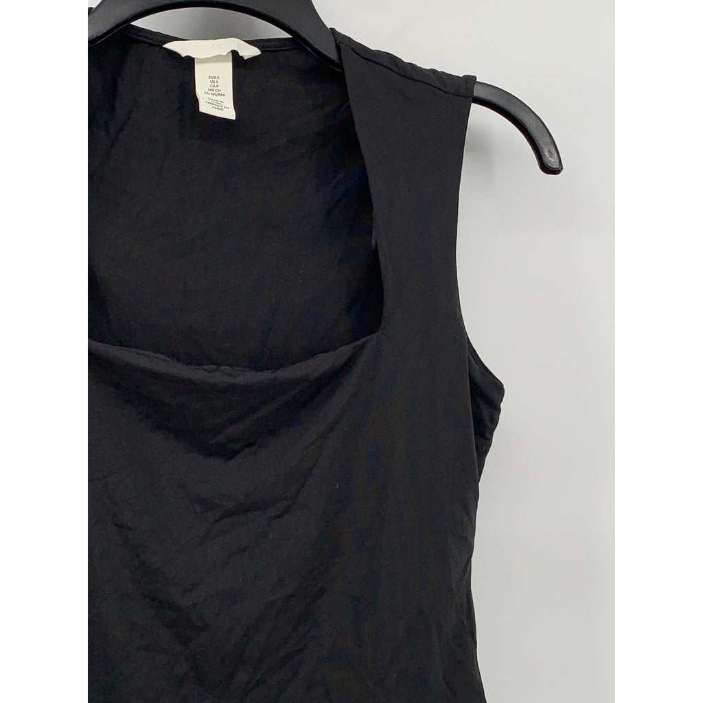 H&M Women's Black Deep Straight-Neck Sleeveless Knit Top SZ S