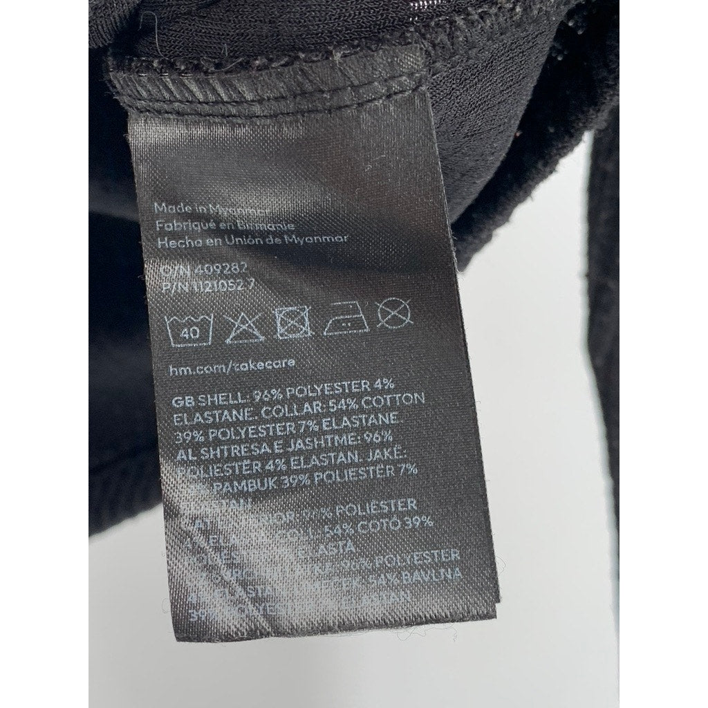 DIVIDED By H&M Women's Black Ribbed Split-Neck Long Sleeve Cropped Polo Top SZXS