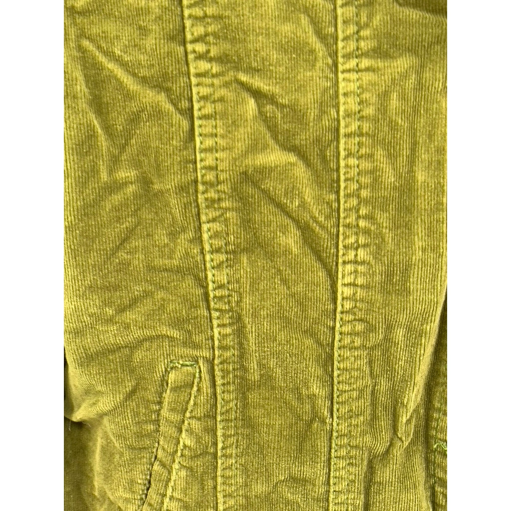 LIVE A LITTLE Women's Vintage Green Olive Corduroy Shirt Button Jacket SZ PL