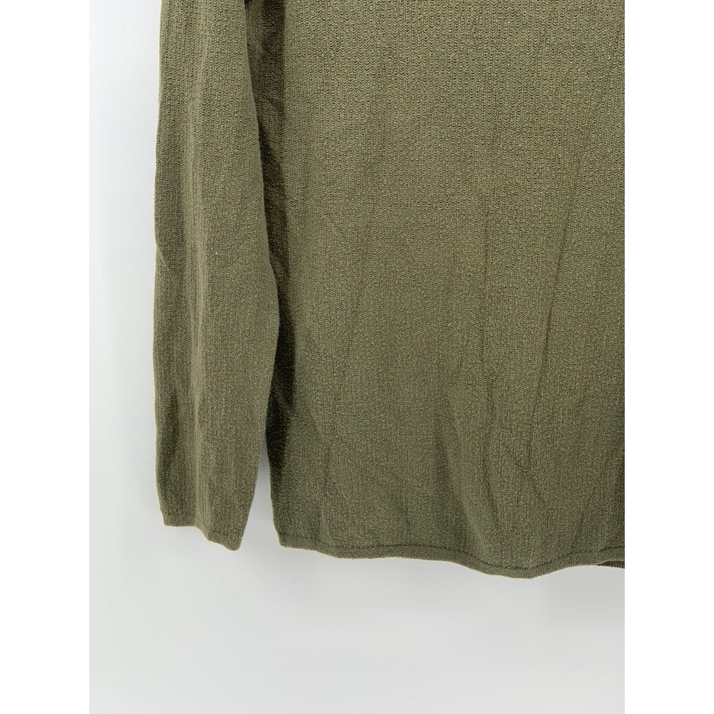 ZARA Men's Olive Green Knit Long Sleeve Casual Henley Shirt SZ M