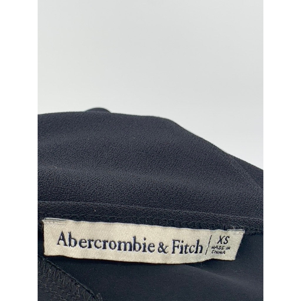 ABERCROMBIE & FITCH Women's Black Solid V-Neck Tank Crop Top SZ XS