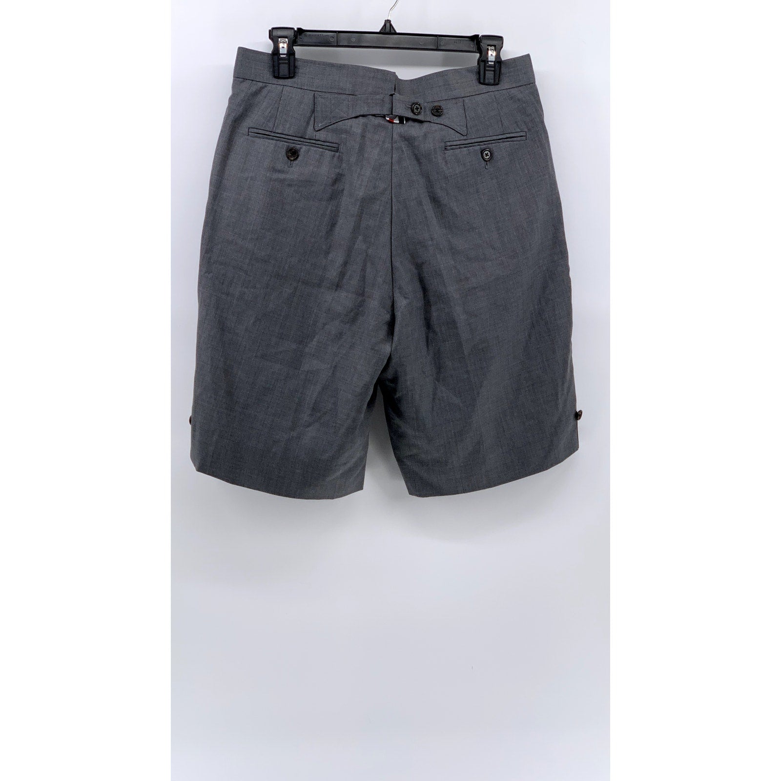 THOM BROWNE Men's Gray Wool Twil Backstrap Shorts SZ 3(US42)