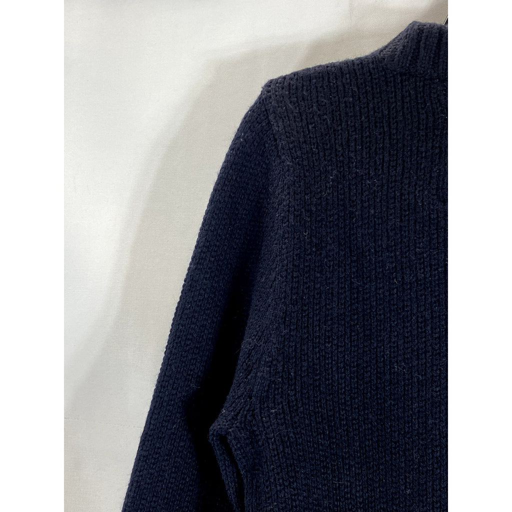 ABERCROMBIE & FITCH Men's Black Knit Crewneck Elbow-Patch Muscle Sweater SZ S