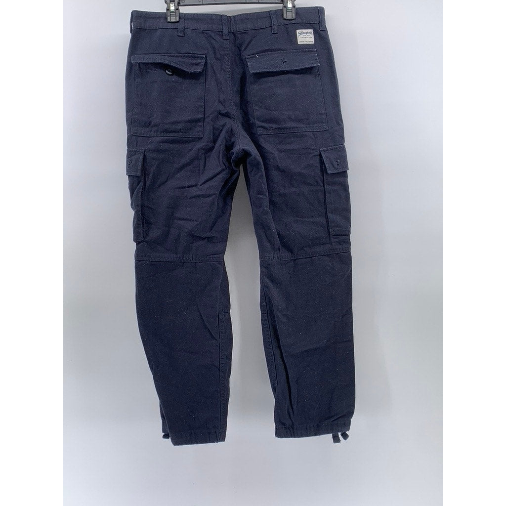 THE STRONGHOLD Men's Navy Blue Relaxed-Fit Straight-Leg Cargo Pants SZ 34x30