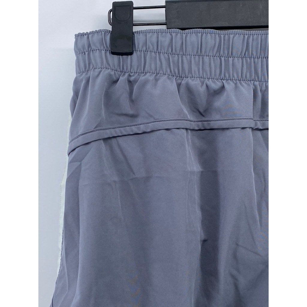 GAPFIT Women's Gray-White Side-Stripe Elastic Waist Pull-On Running Shorts SZ S