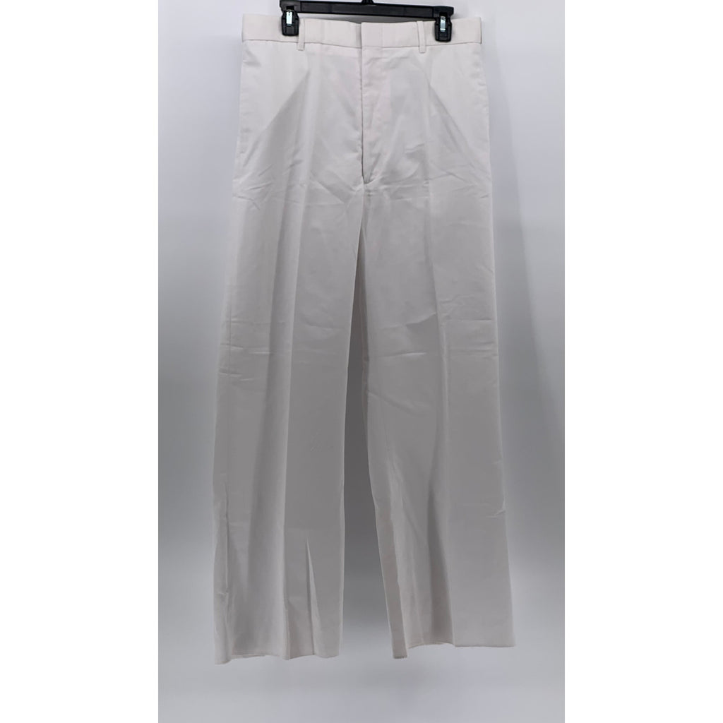 DSCP BY BREMEN BOWDON Men's White Solid Regular-Fit Wide-Leg Pants SZ 34