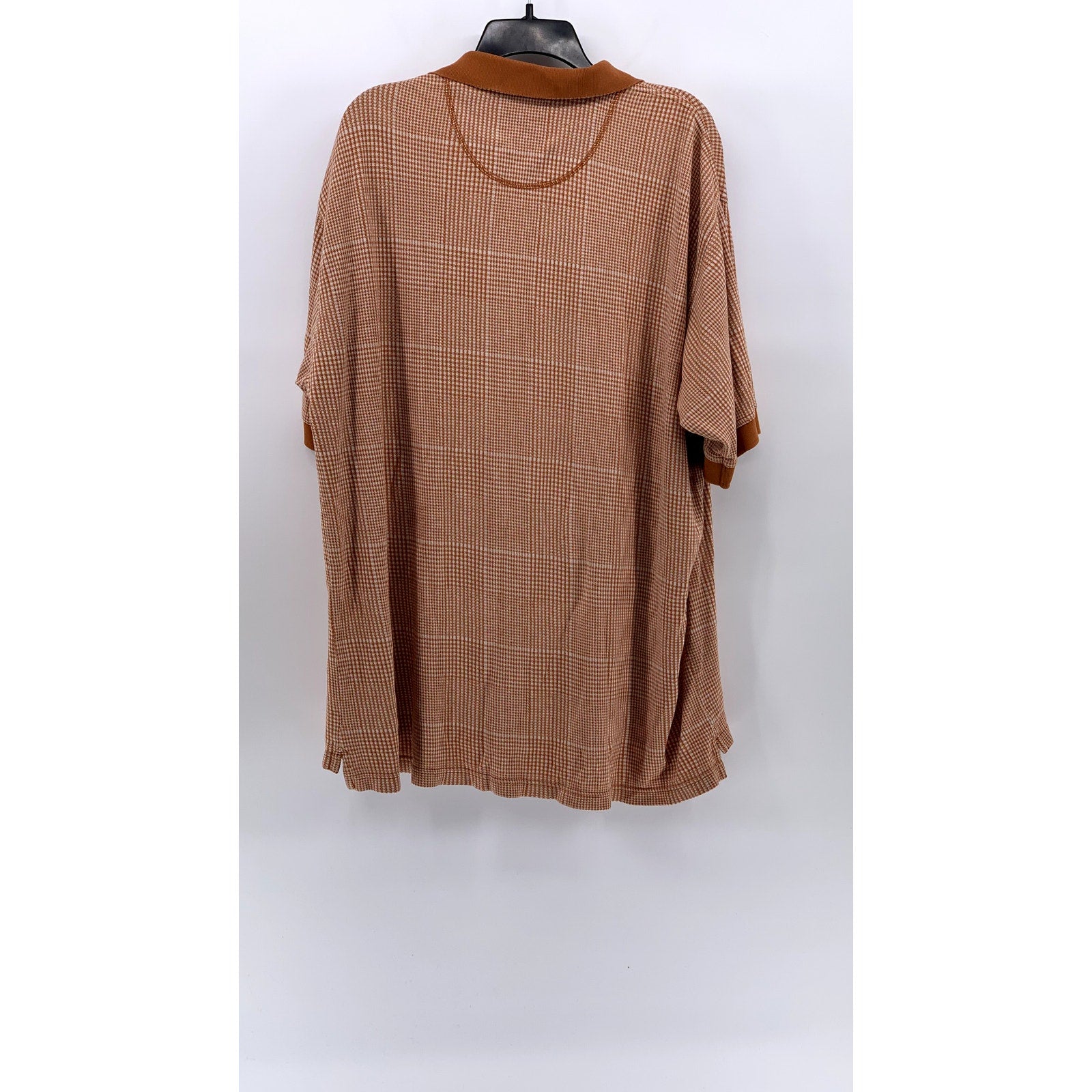 BOA RESORTS Men's Vintage Orange Mini Grid Cotton Short Sleeve Polo Shirt SZ XXL