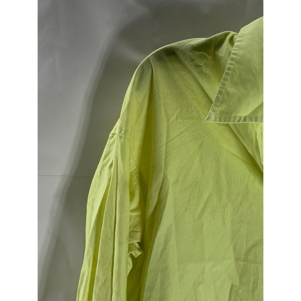 WILFRED FREE Women's Lime Green Oversized Button-Up Long Sleeve Top SZ XS
