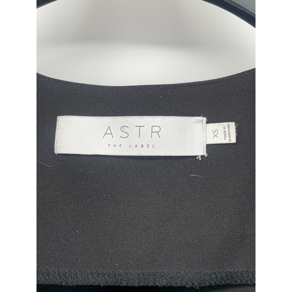 ASTR THE LABEL Women's Black Long Puff Sleeve V-Neck Thong Bodysuit SZ XS