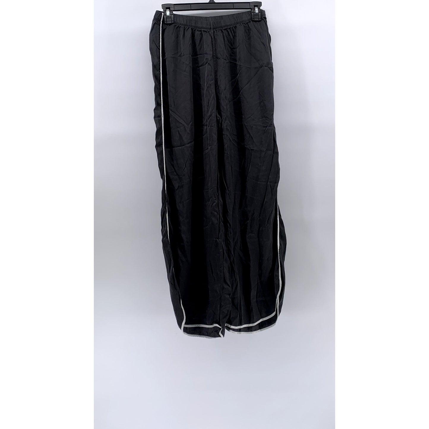 AERIE Women's Black-White Side Striped Relaxed-Fit Active Track Pants SZ M