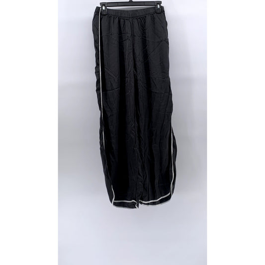 AERIE Women's Black-White Side Striped Relaxed-Fit Active Track Pants SZ M