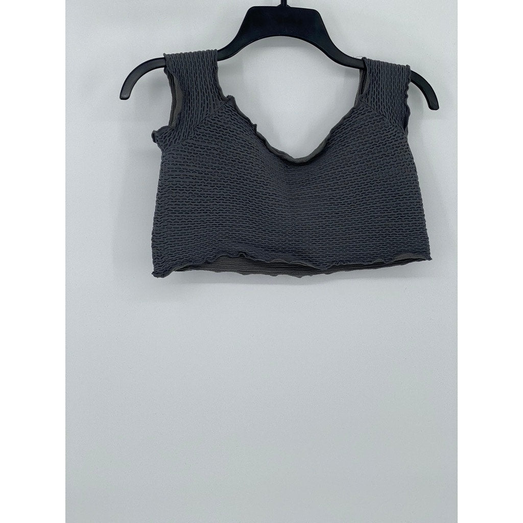 FREE PEOPLE INTIMATELY Women's Dark Gray Textured Crop Tank Top SZ M/L