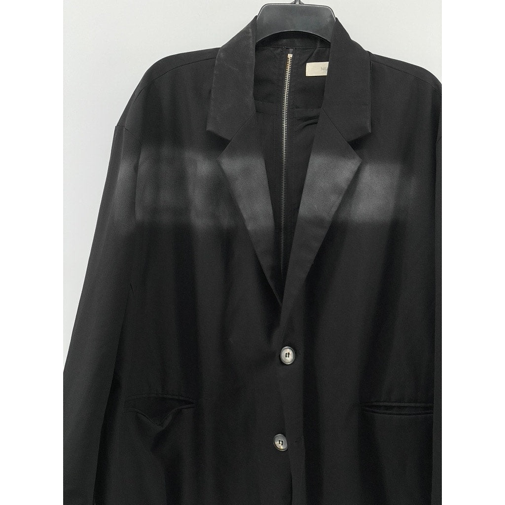 NIUGULU Women's Black Two-Button Notch Collar Long Sleeve Back Zipper Blazer SZL