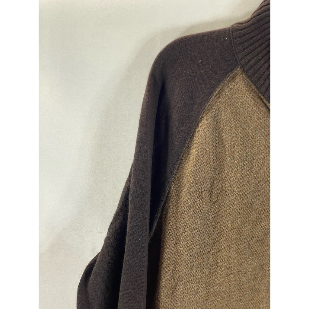 BANANA REPUBLIC Men's Brown Colorblock Luxury Blend Zip-Up Sweater SZ XL