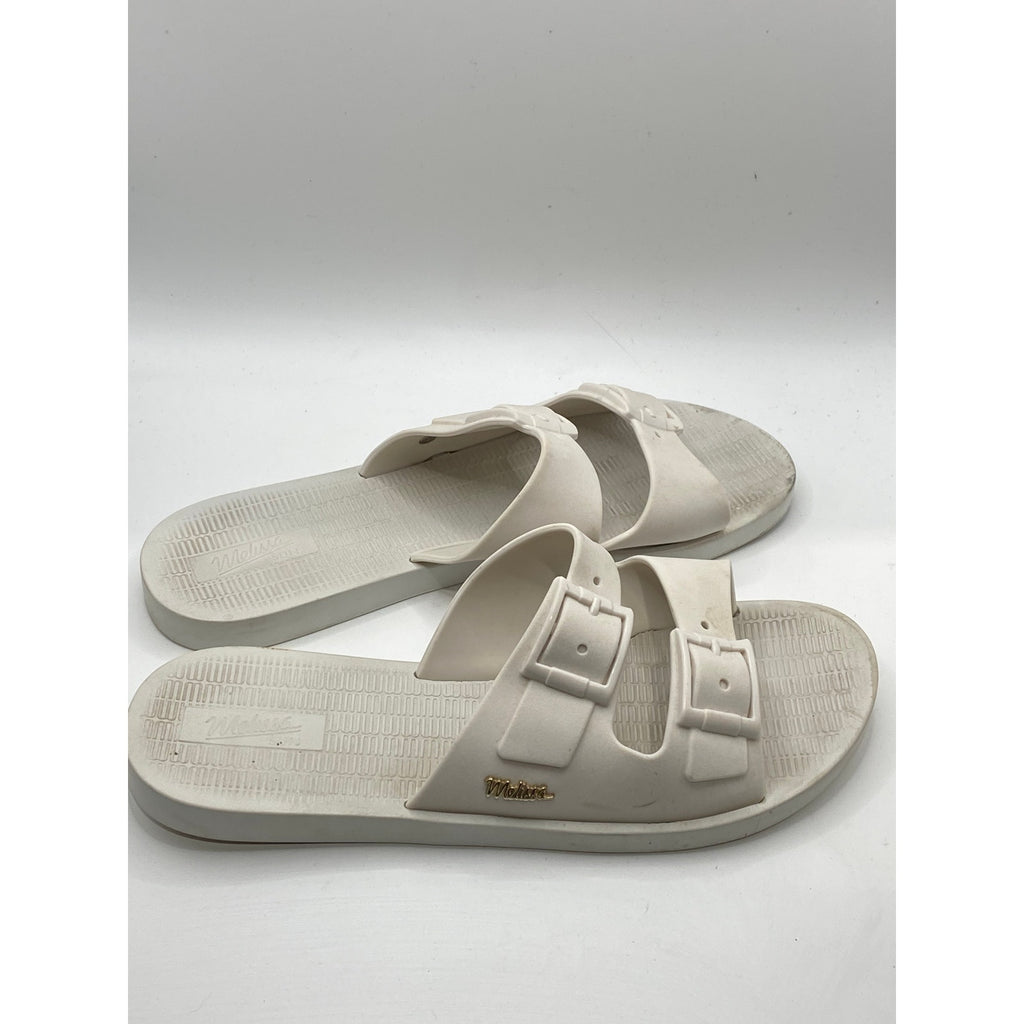 MELISSA Women's White Two Strap Slide Sun Malibu Sandals SZ 9