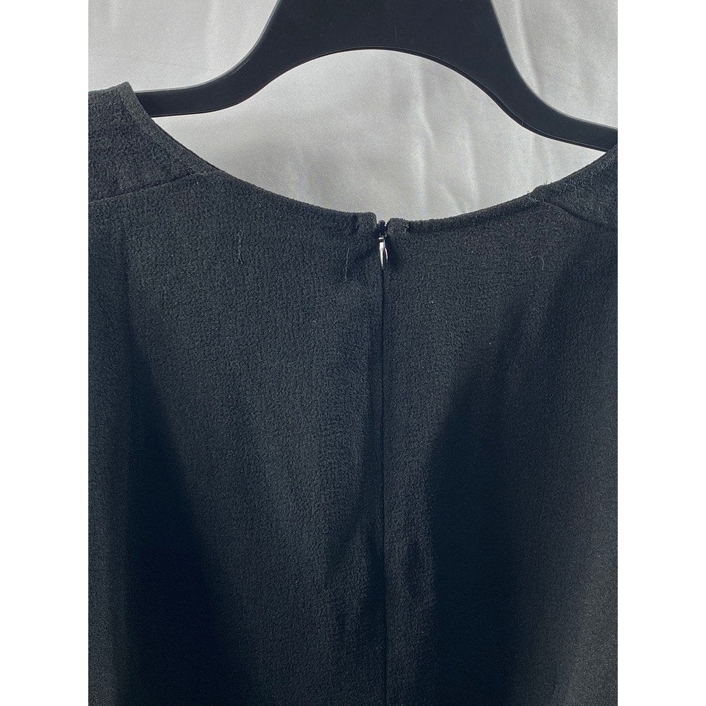 MISGUIDED Women's Black Pleated Deep V-Neck Short Sleeve Bodysuit SZ 6