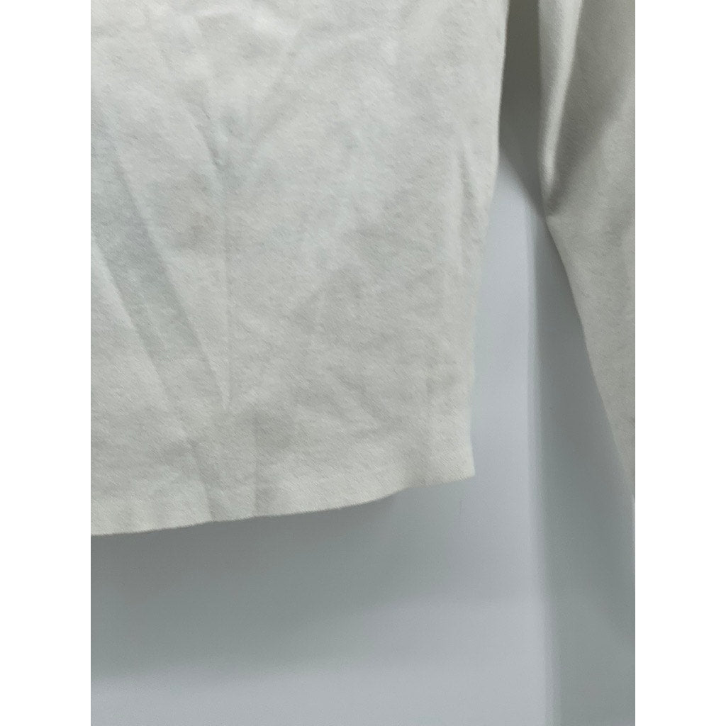 SUNDAY BEST Women's White Faux-Fur Button-Up Cropped Sweater Top SZ 2XS