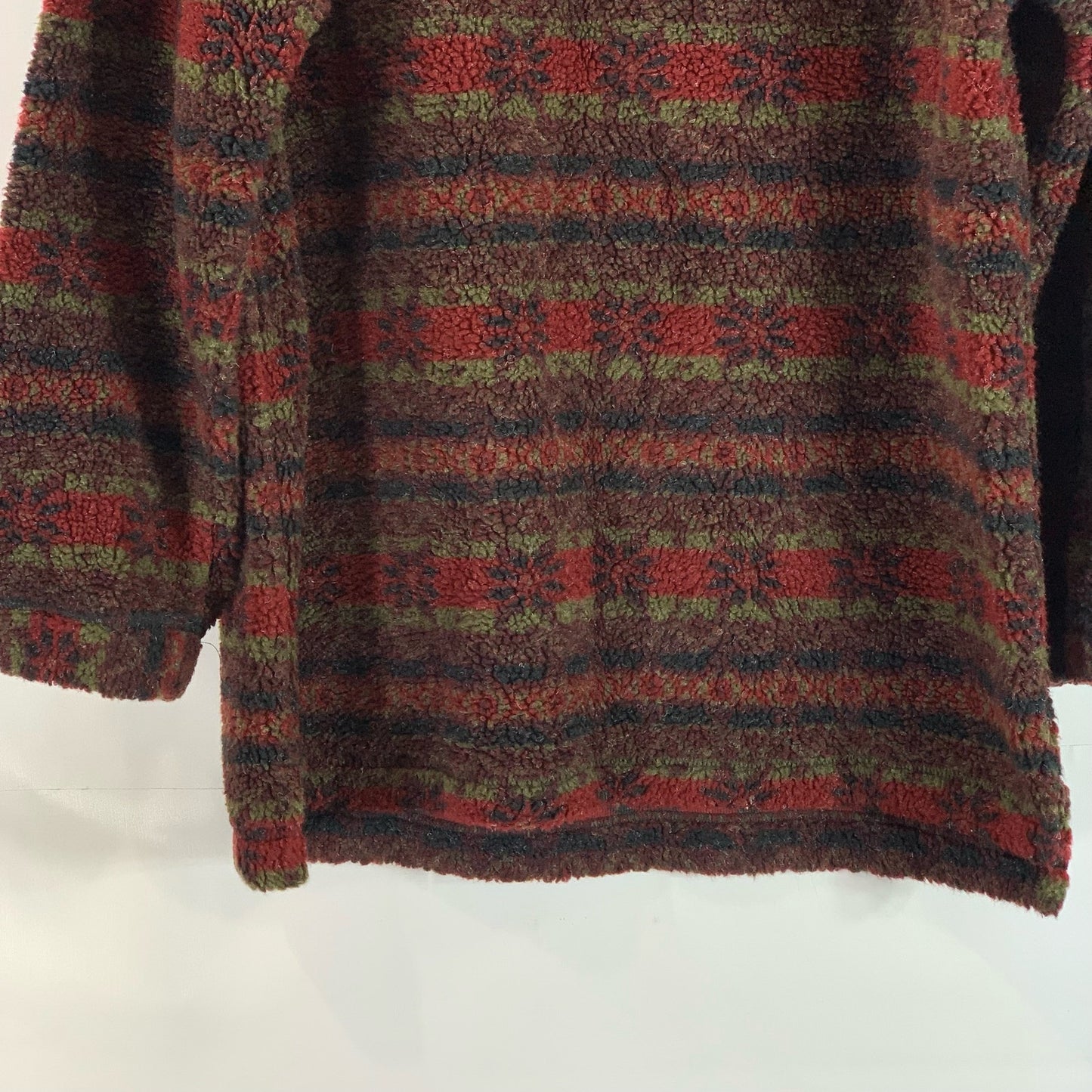 WOOLRICH Men's Red Printed Crewneck Long Sleeve Rugged Pullover Sweater SZ M