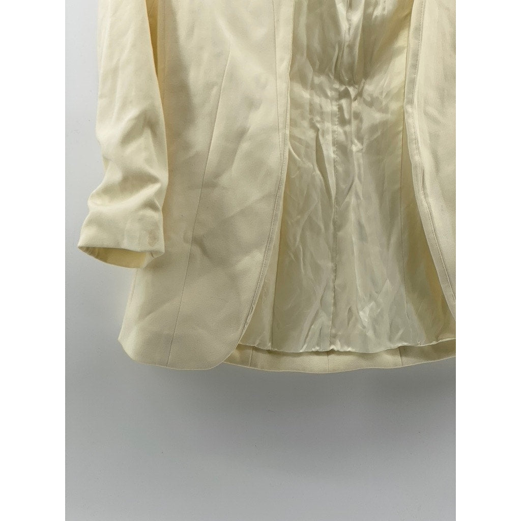 H&M Women's Cream Open-Front Mandarin-Collar Long Sleeve Blazer SZ 4