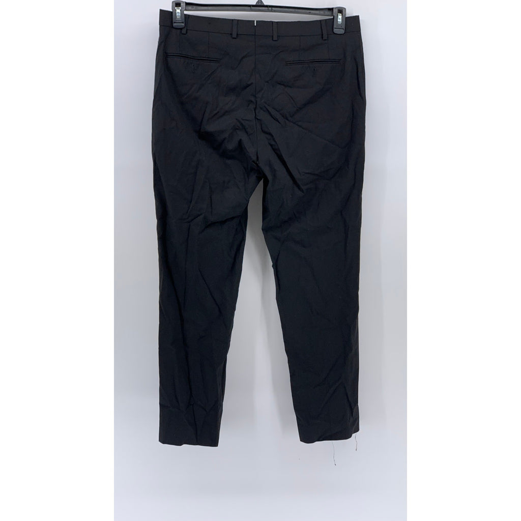 UNBRANDED Men's Black Solid Slim-Leg Regular-Fit Flat Front Pants SZ 38