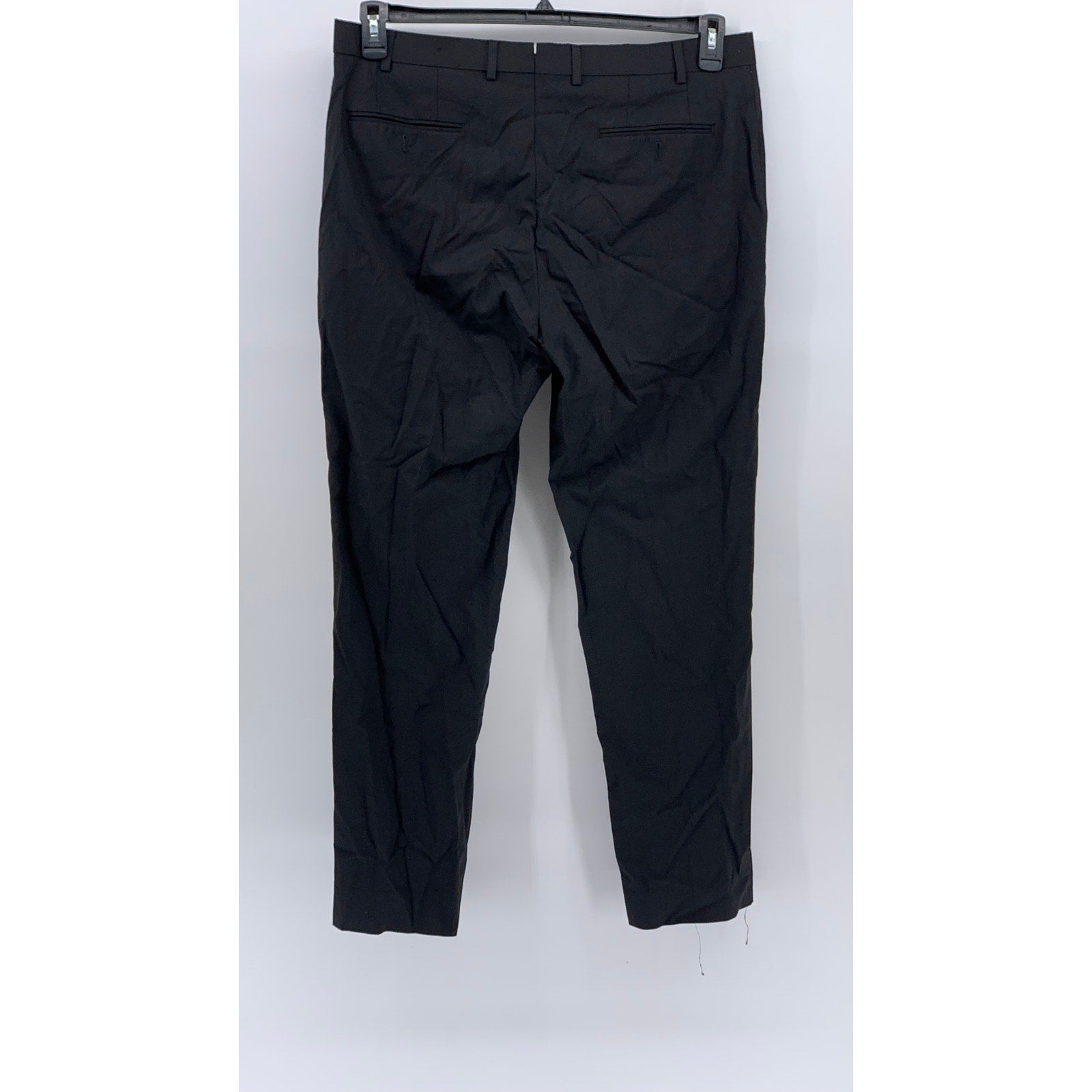 UNBRANDED Men's Black Solid Slim-Leg Regular-Fit Flat Front Pants SZ 38