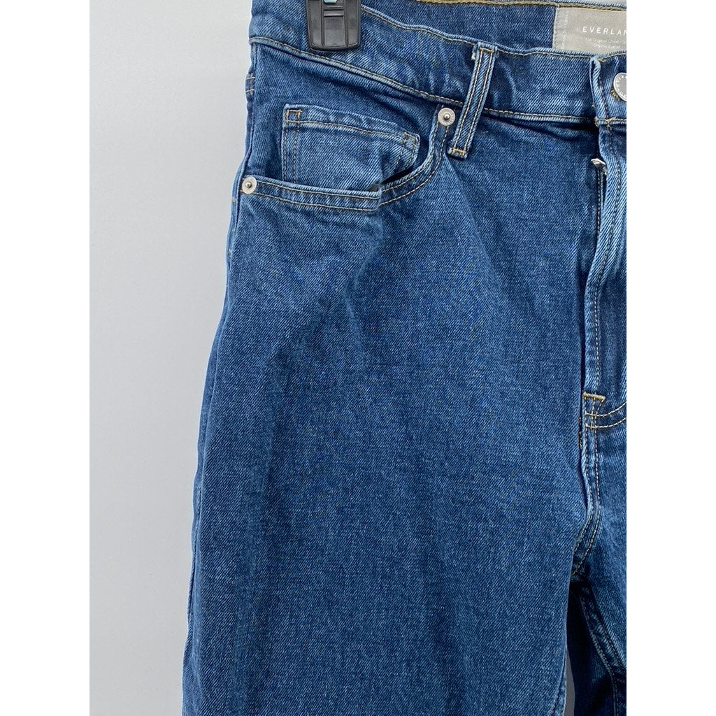 EVERLANE Women's Dark Blue High-Rise Straight-Leg The Original Cheeky Jean SZ 28