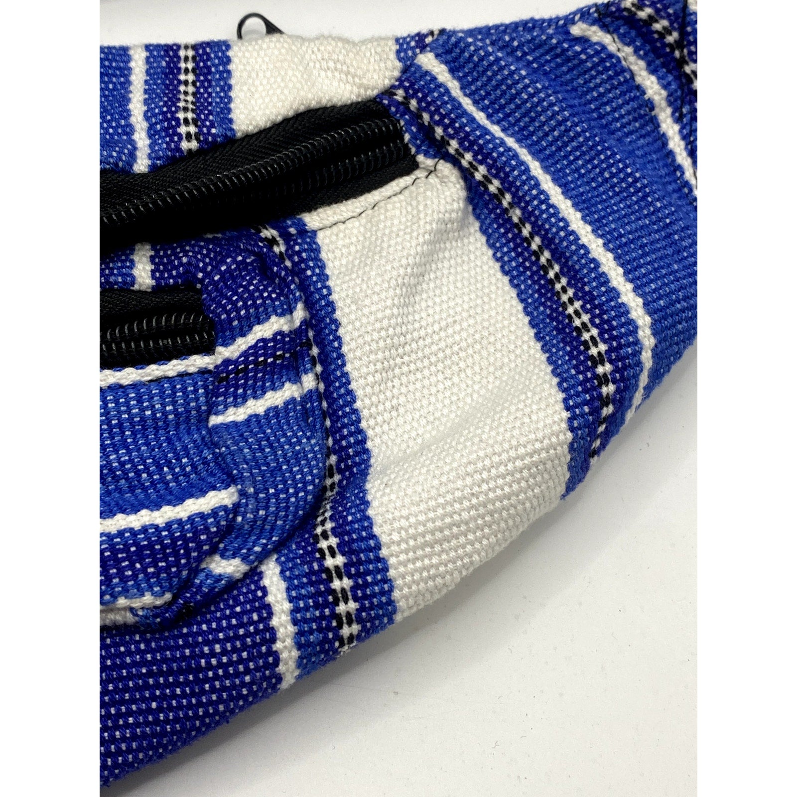 UNBRANDED Unisex Adult Blue-White Stripe Woven Lightweight Fanny Pack SZ OS