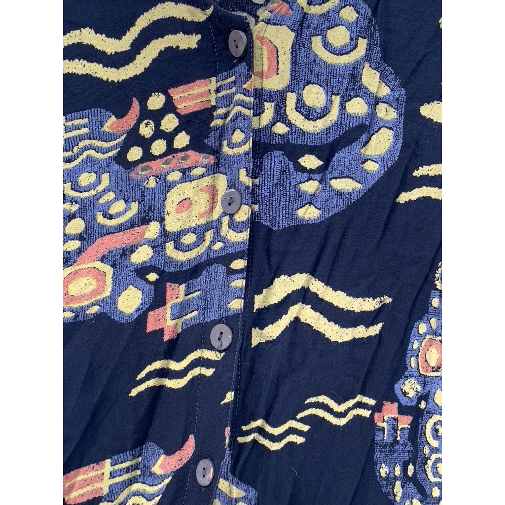 NEW OPTIONS PLUS Women's Navy Printed Short Sleeve Dress SZ 2X