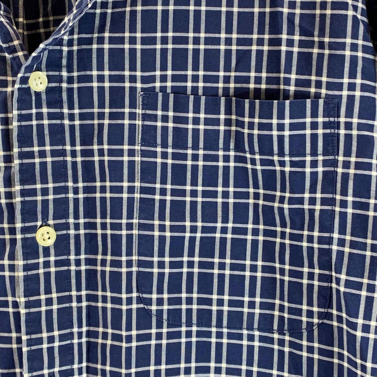 EDDIE BAUER Men's Navy Checkered Regular Fit Button-Up Long Sleeve Shirt SZ L