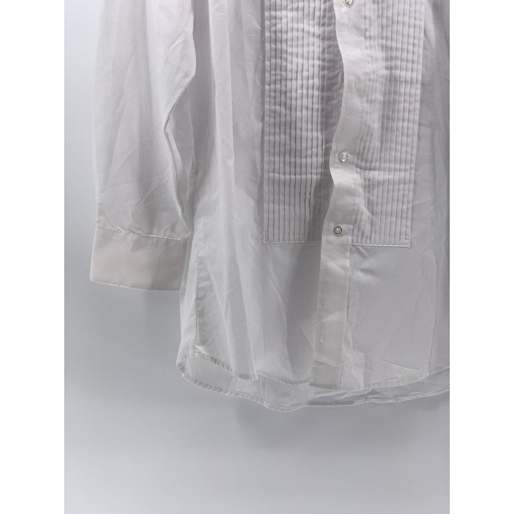 MARTINO COLLECTION By Henry Segal Men's White Pleated Button-Up Shirt SZ L
