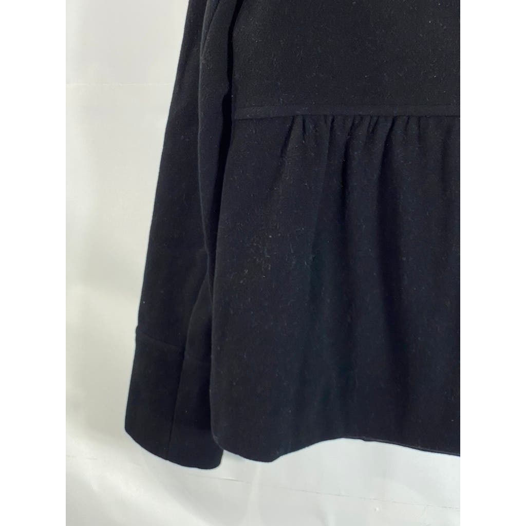 MARC NEW YORK ANDREW MARC Women's Black Wool-Blend Double Breast Hooded Coat SZ8