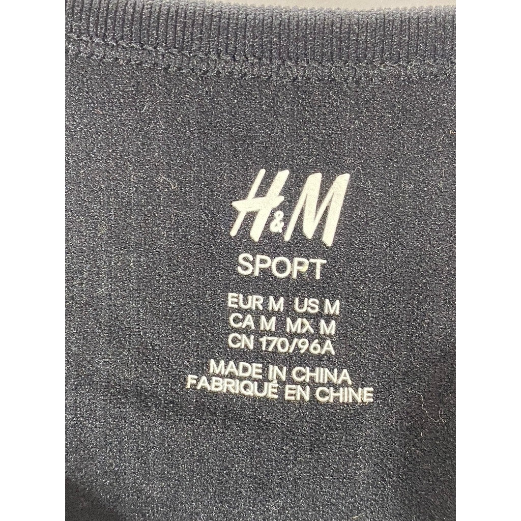 H&M SPORT Women’s Black Ribbed Crewneck Long Sleeve Cropped top SZ M