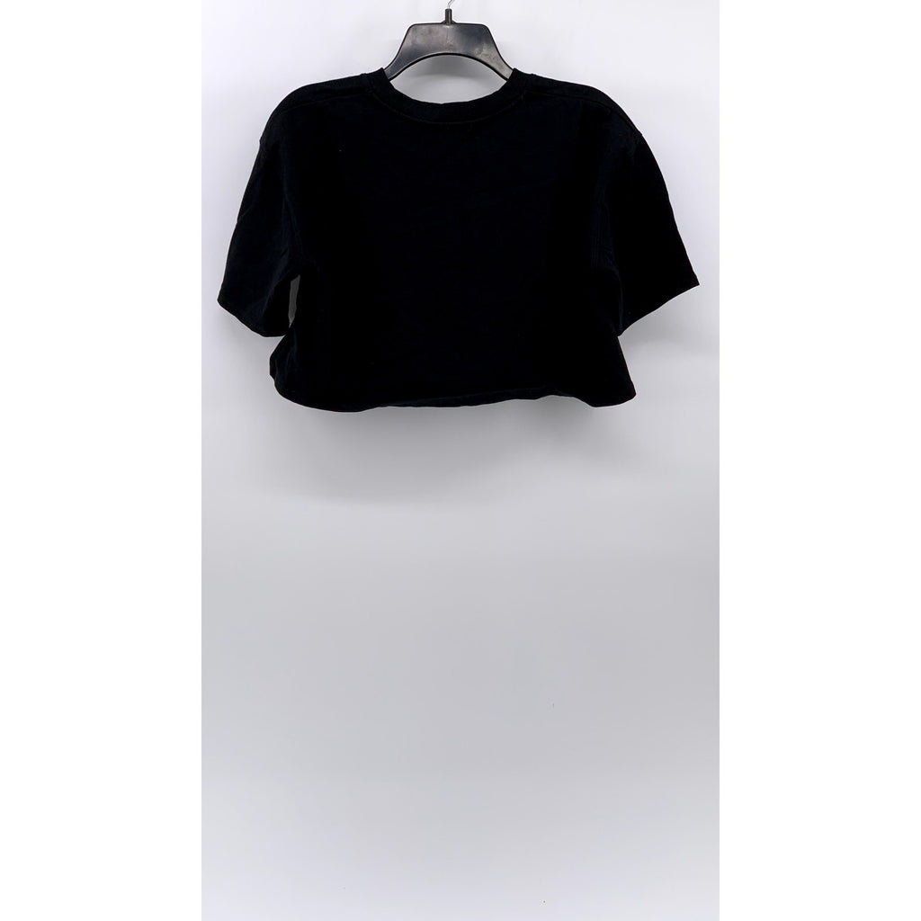 ZARA Women's Black Solid Crewneck Cropped T-Shirt SZ S