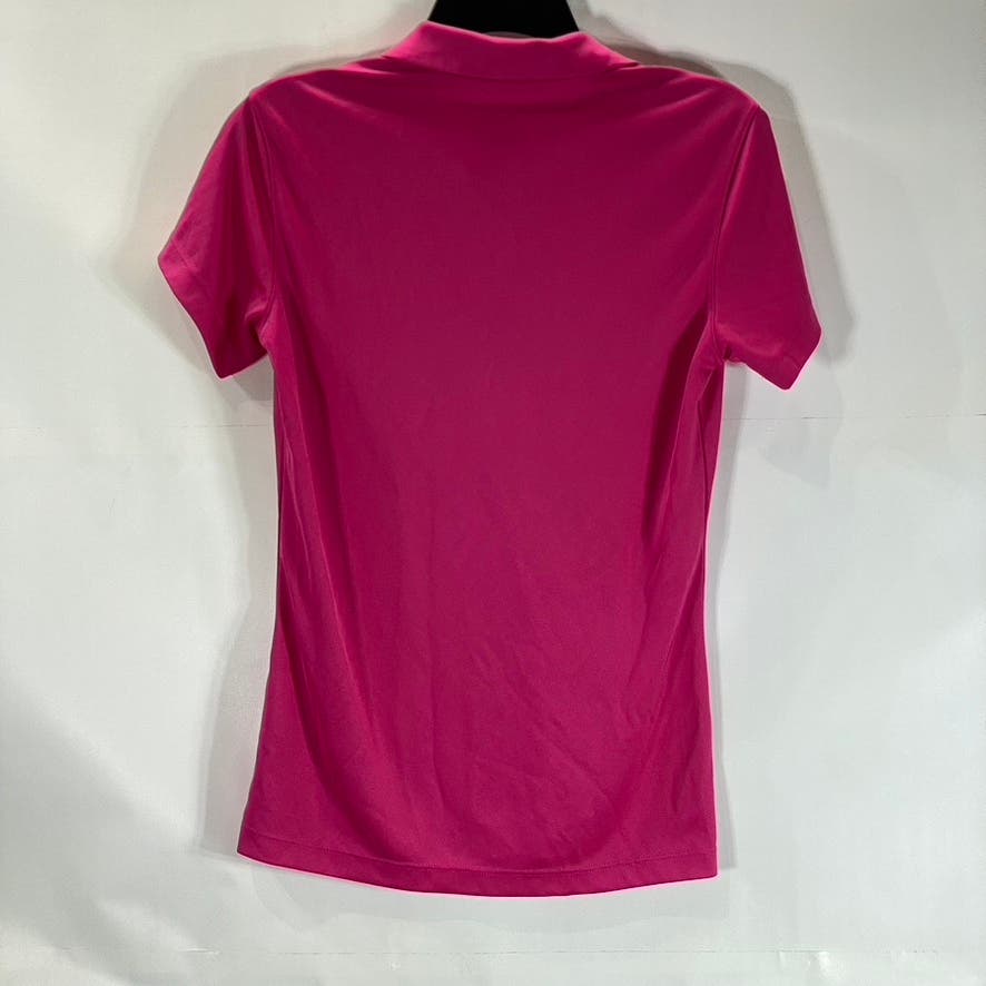 NIKE Women’s Pink Dri-Fit Swoosh Logo Short Sleeve Polo Top SZ S