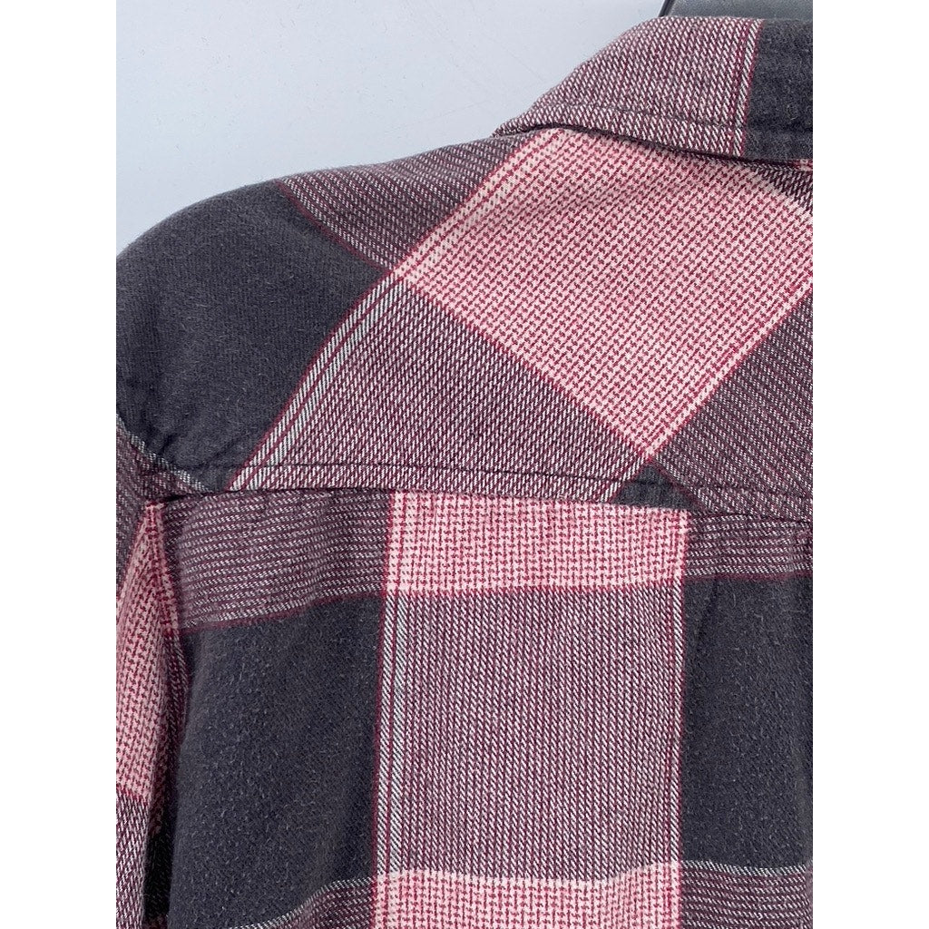 TWENTYONE Men's Red-Black Checkered Print Classic-Fit Button-Up Shirt SZ S