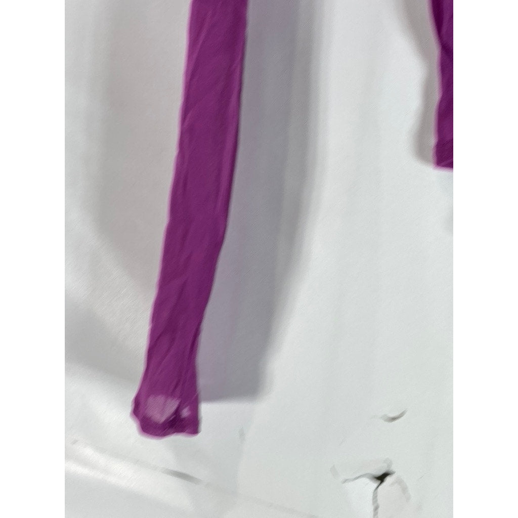 URBAN OUTFITTERS Women's Purple Shona Asymmetrical Cinched Cropped Mesh Top SZ M