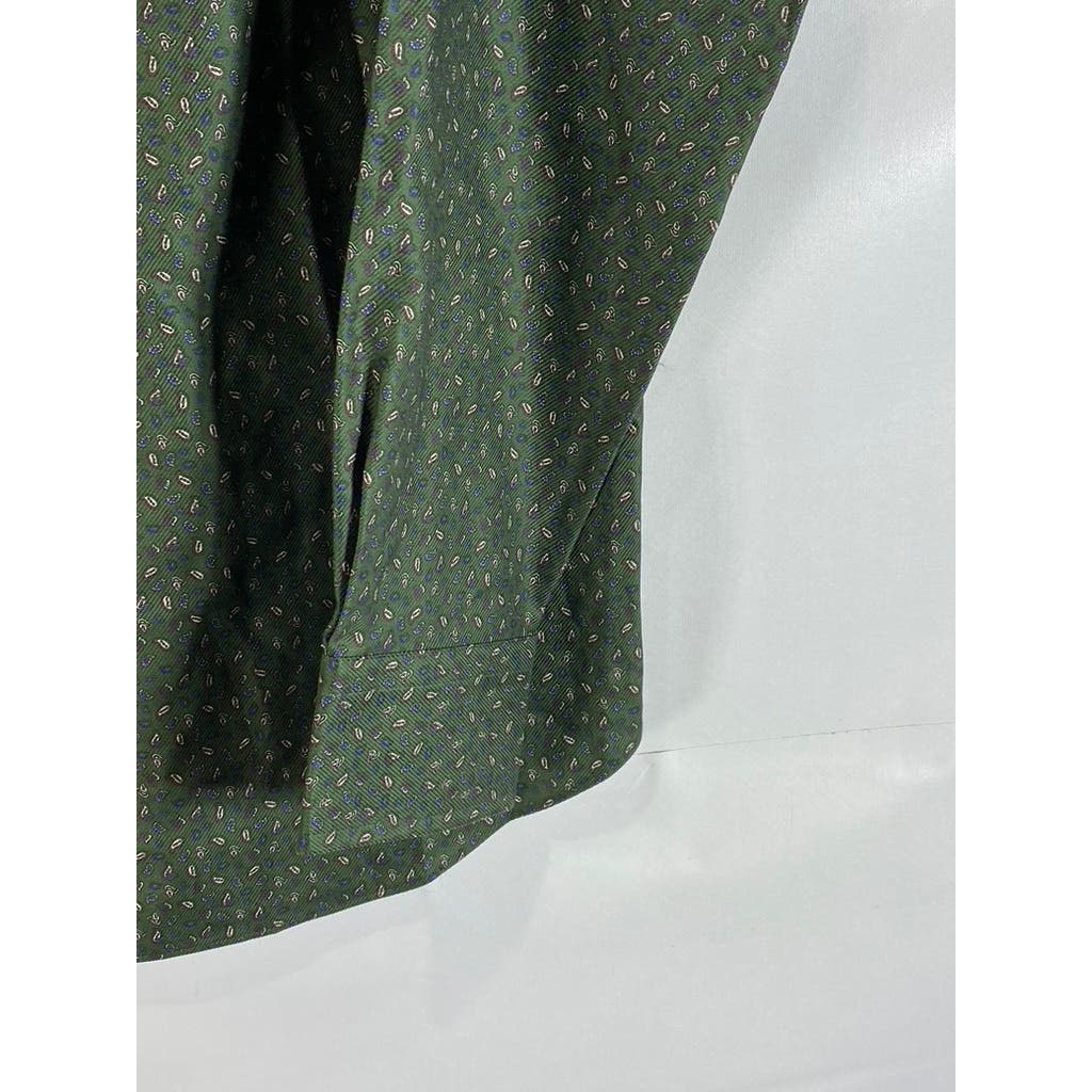 DAVID DONAHUE Men's Green Paisley Fusion Button-Up Long Sleeve Shirt SZ 15.5(M)