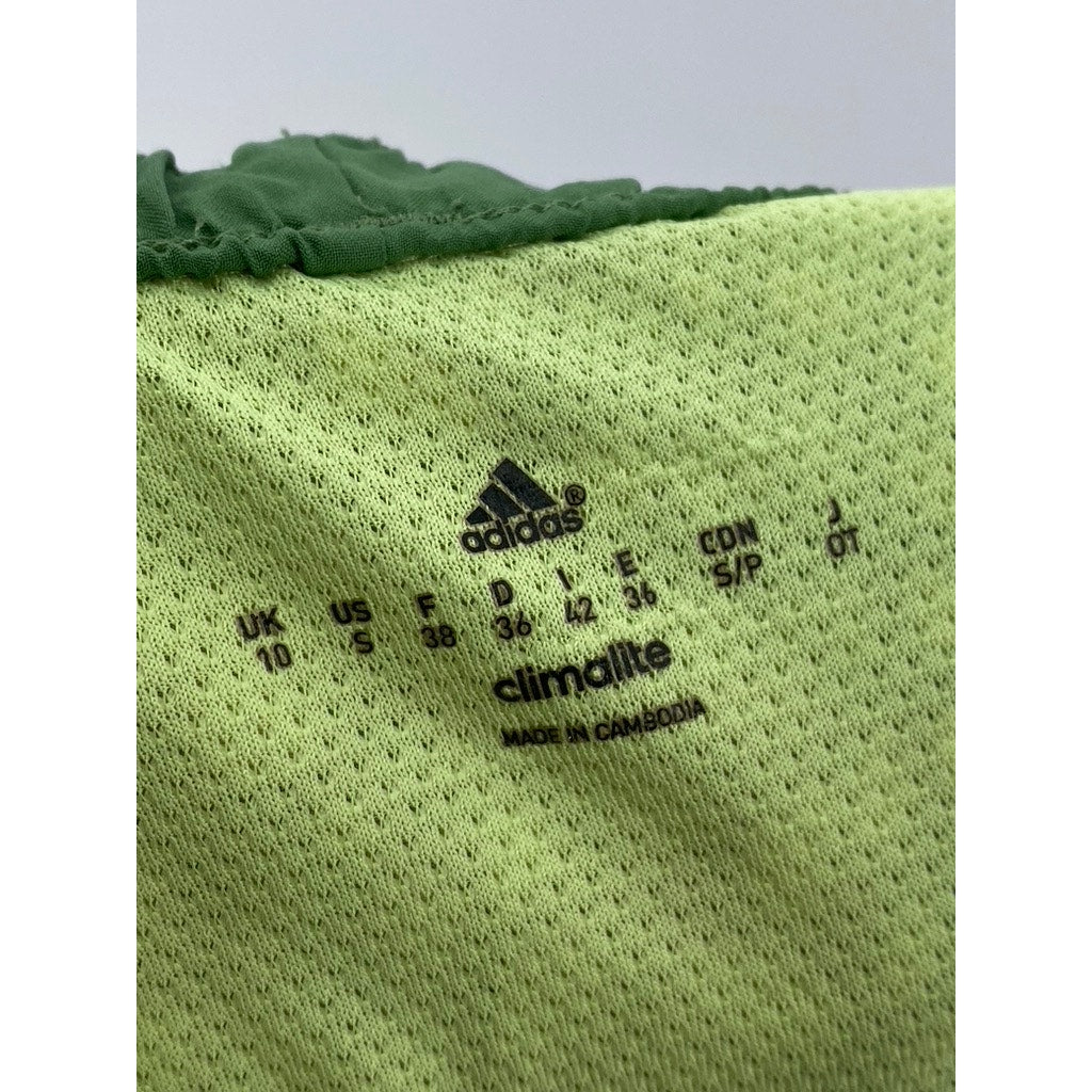 ADIDAS Women's Green Printed Climalite Elastic Waist Active Running Shorts SZ S