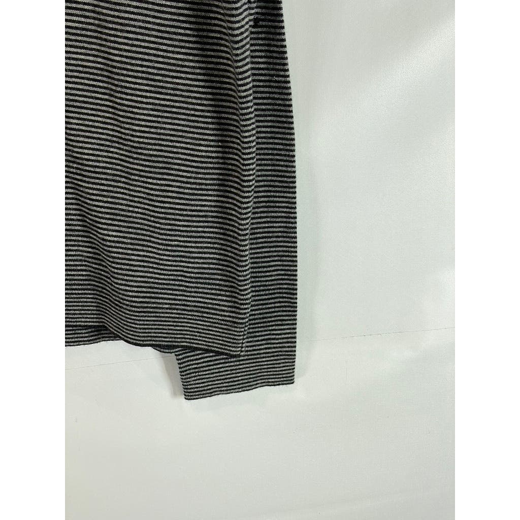 BANANA REPUBLIC Men's Black/Gray Striped Vintage Extra Fine Merino Polo SZ L