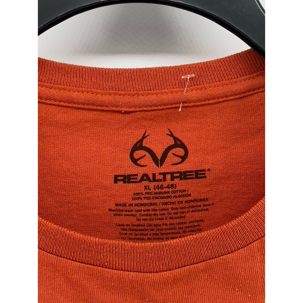 REALTREE Men's Orange Crewneck Graphic Logo Casual Long Sleeve T-Shirt SZ XL