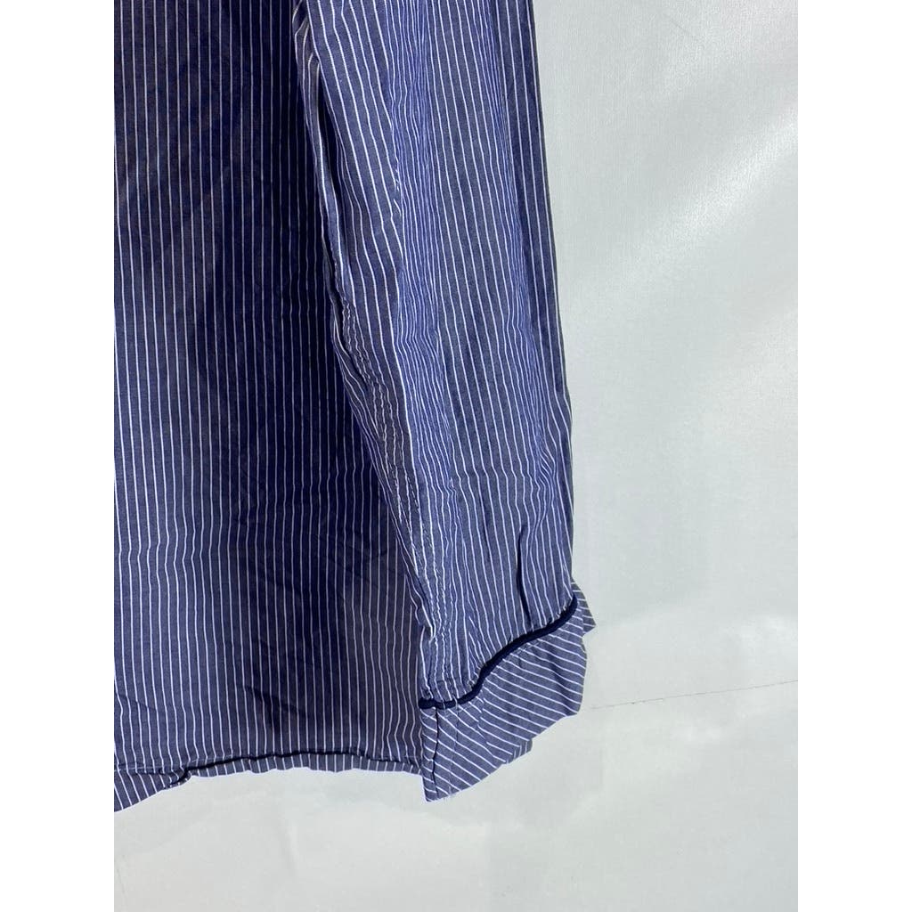 SAKS FIFTH AVENUE Men's Blue/White Striped Button-Up Long Sleeve Shirt SZ XL