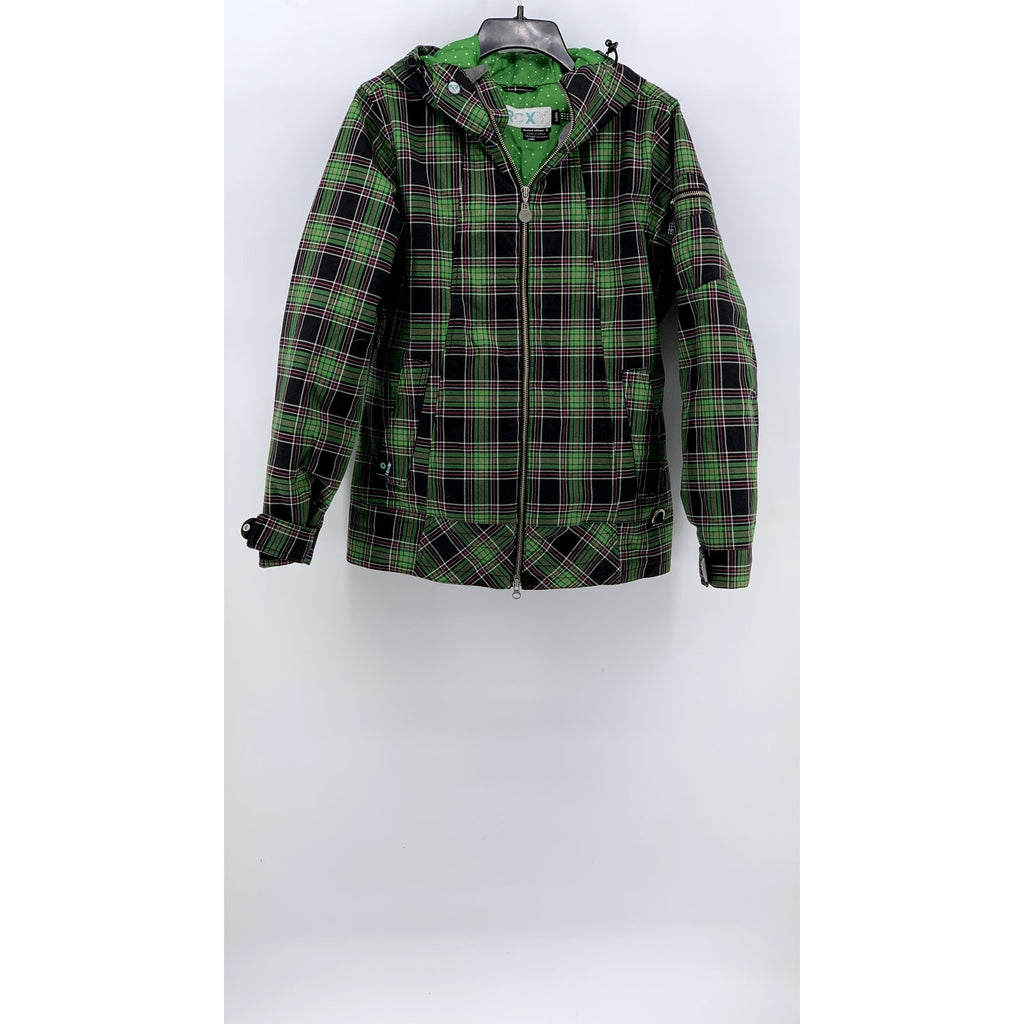 ROXY Women's Green Plaid Limited Edition Zip-Up Hooded Jacket SZ S
