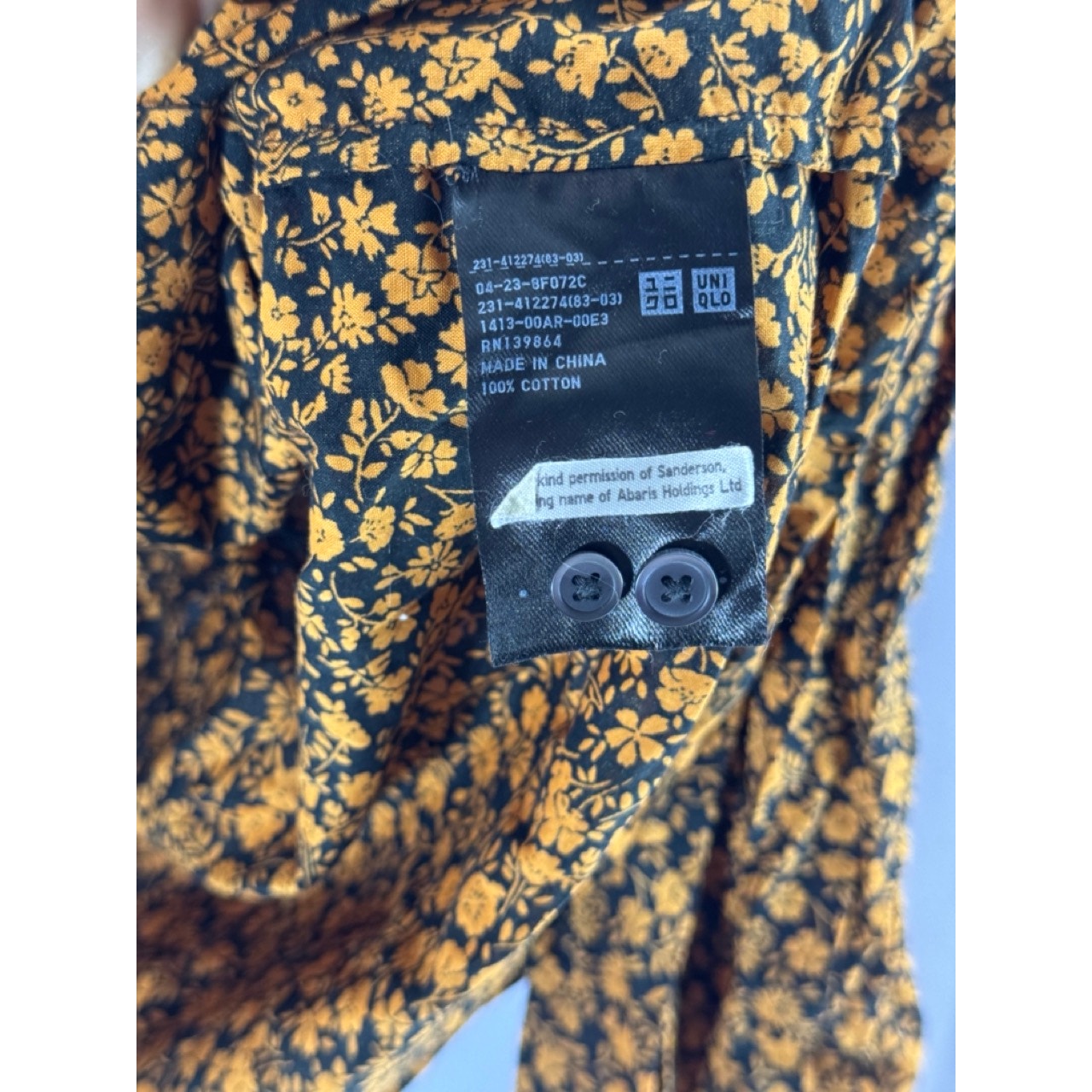STUDIO SANDERSON X UNIQLO Women's Orange/Black Mini Floral Button-Up Blouse SZ S