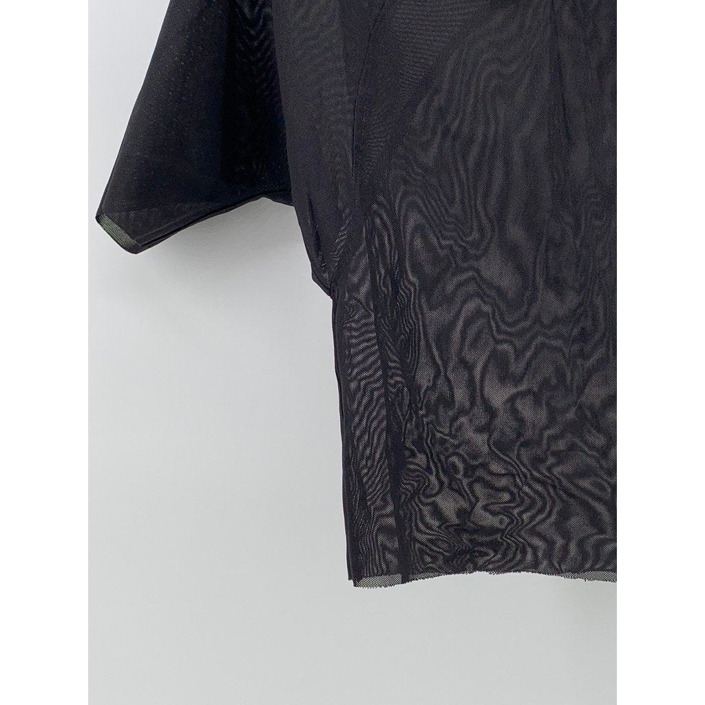 UNBRANDED Women's Black Mesh Crewneck Short Sleeve Top SZ S